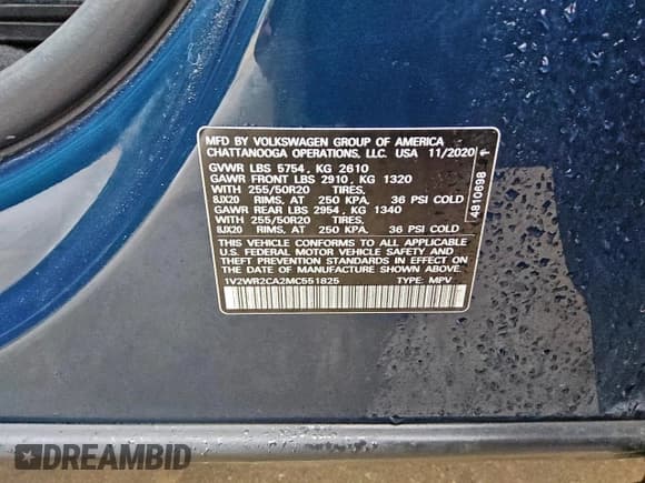 ✅ 2021 Volkswagen Atlas SE • VIN: 1V2WR2CA2MC551825 • Lot: 93761515. Wystawiony na Copart z przebiegiem 152 144 mil. Bezpłatny archiwum sprzedaży aukcyjnych z USA i szczegółowy raport historii pojazdu na DreamBid. Zdjęcie 13.