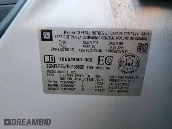 2017 Chevrolet Equinox LT with VIN 2GNFLFE37H6158692, listed as a Copart auction lot 84603275 with 36,921 mi miles and Clean title. Bid and sale history available at DreamBid. Image 13.