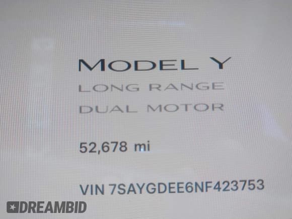 ✅ 2022 Tesla Model Y Long Range • VIN: 7SAYGDEE6NF423753 • Lot: 43165902. Wystawiony na IAAI z przebiegiem 52 678 mil. Bezpłatny archiwum sprzedaży aukcyjnych z USA i szczegółowy raport historii pojazdu na DreamBid. Zdjęcie 16.
