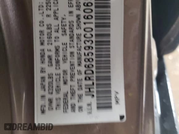 ✅ 2003 Honda CR-V LX • VIN: JHLRD68593C016069 • Lot: 51509435. Wystawiony na Copart z przebiegiem 130 489 mil. Bezpłatny archiwum sprzedaży aukcyjnych z USA i szczegółowy raport historii pojazdu na DreamBid. Zdjęcie 13.