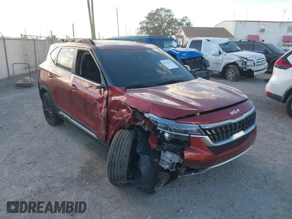 ✅ 2023 Kia Seltos Nightfall • VIN: KNDEUCA25P7347465 • Lot: 41134190. Listed on IAAI with 31,708 mi. Free auction sales archive from the USA and detailed vehicle history report at DreamBid. Image 1.