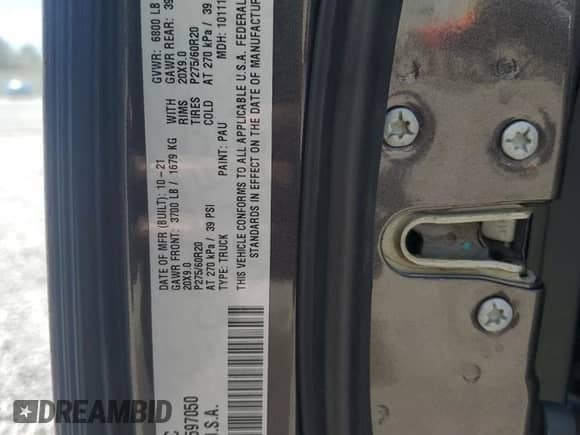 2021 Ram 1500 Warlock z VIN 1C6RR6GGXMS597050, wystawiony jako Copart lot #50567815 z przebiegiem 76 409 mil mil oraz Szkoda całkowita • Salvage title. Historia ofert i sprzedaży dostępna na DreamBid. Obrazek 12.