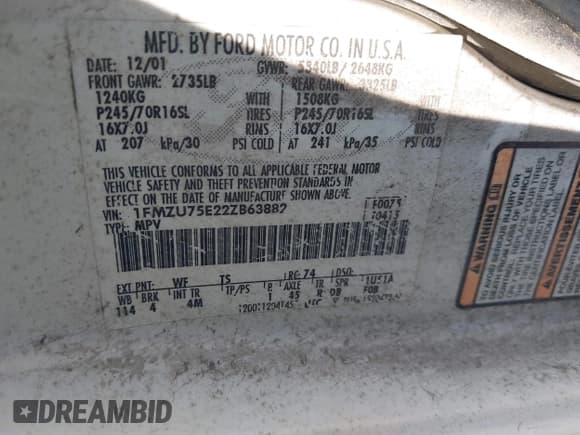 ✅ 2002 Ford Explorer • VIN: 1FMZU75E22ZB63882 • Лот: 42620836. Опубликован ранее на IAAI с пробегом Не указан. Бесплатный доступ к архиву аукционных продаж из США и подробный отчёт об истории автомобиля на DreamBid. Изображение 9.