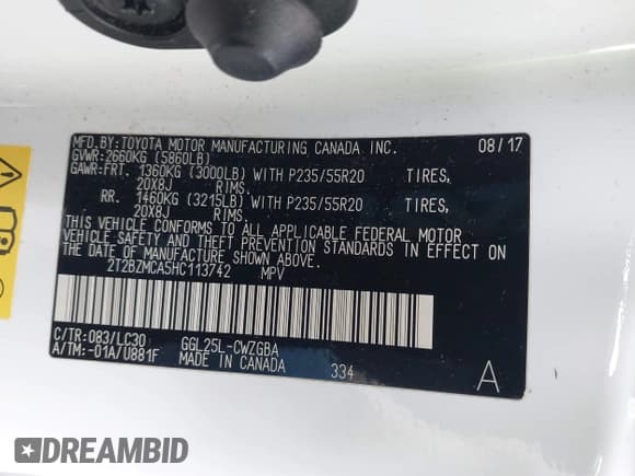 ✅ 2017 Lexus RX 350 • VIN: 2T2BZMCA5HC113742 • Lot: 42320252. Listed on IAAI with 36,373 mi. Free auction sales archive from the USA and detailed vehicle history report at DreamBid. Image 9.