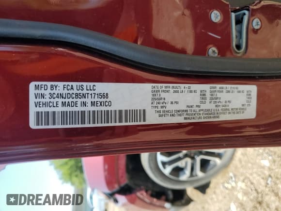 ✅ 2022 Jeep Compass (RED) Edition • VIN: 3C4NJDCB5NT171568 • Lot: 65539715. Wystawiony na Copart z przebiegiem 35 467 mil. Bezpłatny archiwum sprzedaży aukcyjnych z USA i szczegółowy raport historii pojazdu na DreamBid. Zdjęcie 13.