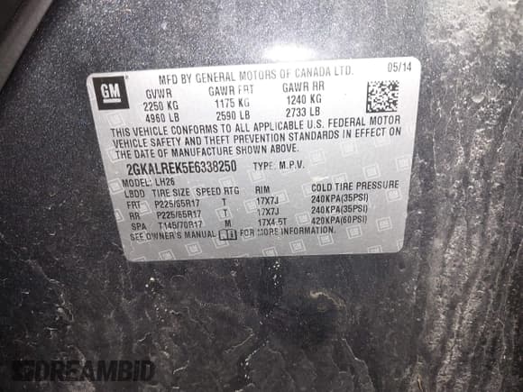 ✅ 2014 GMC Terrain SLE • VIN: 2GKALREK5E6338250 • Lot: 41973834. Wystawiony na IAAI z przebiegiem 134 994 mil. Bezpłatny archiwum sprzedaży aukcyjnych z USA i szczegółowy raport historii pojazdu na DreamBid. Zdjęcie 9.