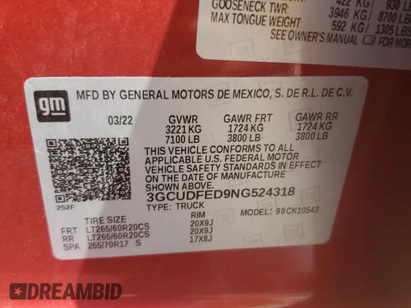 ✅ 2022 Chevrolet Silverado 1500 LT Trail Boss • VIN: 3GCUDFED9NG524318 • Lot: 68218825. Wystawiony na Copart z przebiegiem 43 149 mil. Bezpłatny archiwum sprzedaży aukcyjnych z USA i szczegółowy raport historii pojazdu na DreamBid. Zdjęcie 12.