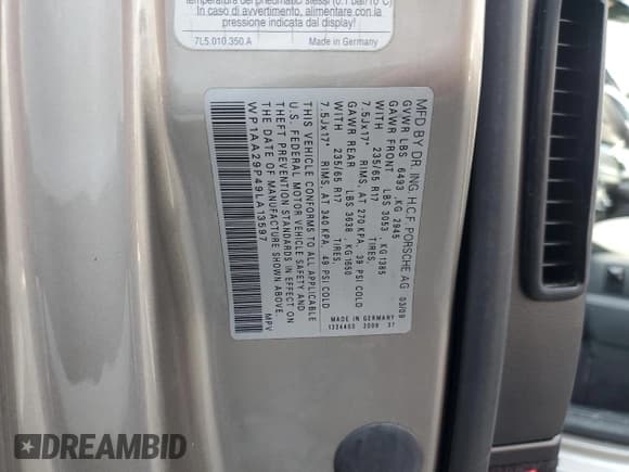 ✅ 2009 Porsche Cayenne • VIN: WP1AA29P49LA13597 • Lot: 85554465. Wystawiony na Copart z przebiegiem 100 154 mil. Bezpłatny archiwum sprzedaży aukcyjnych z USA i szczegółowy raport historii pojazdu na DreamBid. Zdjęcie 13.