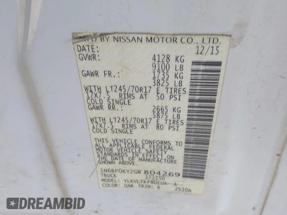 ✅ 2016 Nissan NV SL • VIN: 1N6BF0KY2GN804269 • Лот: 41791174. Опубликован ранее на IAAI с пробегом 164 361 миль. Бесплатный доступ к архиву аукционных продаж из США и подробный отчёт об истории автомобиля на DreamBid. Изображение 9.