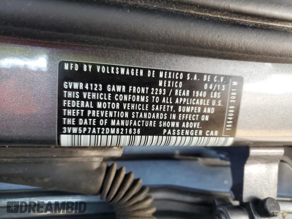 ✅ 2013 Volkswagen Beetle 2.5L • VIN: 3VW5P7AT2DM821636 • Lot: 80718975. Listed on Copart with 96,626 mi. Free auction sales archive from the USA and detailed vehicle history report at DreamBid. Image 12.