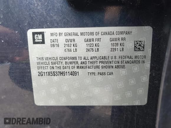 ✅ 2017 Chevrolet Impala LS • VIN: 2G11X5S37H9114091 • Lot: 42195746. Listed on IAAI with 49,846 mi. Free auction sales archive from the USA and detailed vehicle history report at DreamBid. Image 9.