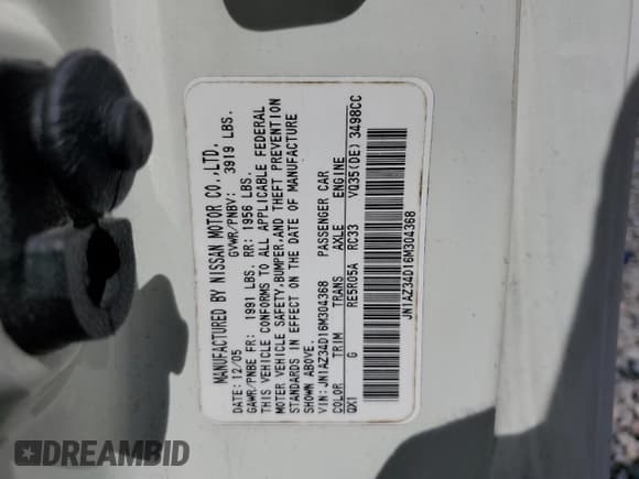 ✅ 2006 Nissan 350Z Touring • VIN: JN1AZ34D16M304368 • Lot: 64277205. Wystawiony na Copart z przebiegiem 157 707 mil. Bezpłatny archiwum sprzedaży aukcyjnych z USA i szczegółowy raport historii pojazdu na DreamBid. Zdjęcie 12.