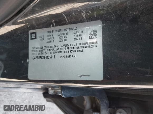 ✅ 2015 Buick Verano Convenience Group • VIN: 1G4PR5SK6F4135710 • Lot: 42864383. Wystawiony na IAAI z przebiegiem 108 821 mil. Bezpłatny archiwum sprzedaży aukcyjnych z USA i szczegółowy raport historii pojazdu na DreamBid. Zdjęcie 9.