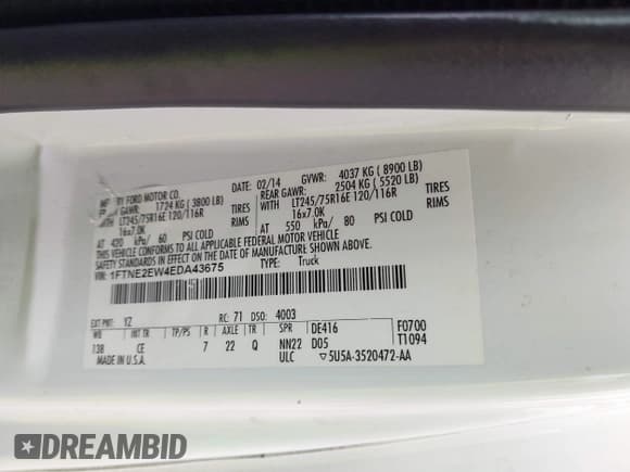 ✅ 2014 Ford Econoline Cargo Commercial • VIN: 1FTNE2EW4EDA43675 • Lot: 43520393. Listed on IAAI with 150,538 mi. Free auction sales archive from the USA and detailed vehicle history report at DreamBid. Image 9.