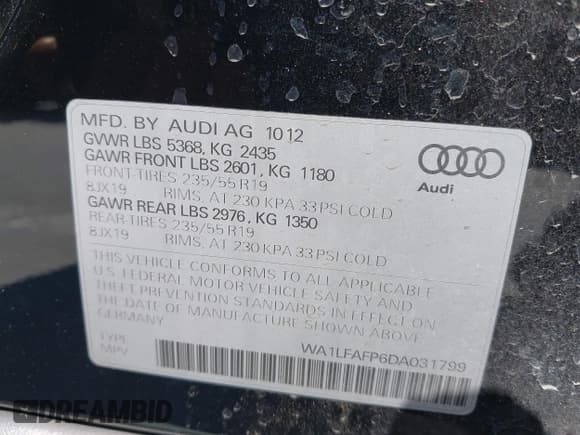 ✅ 2013 Audi Q5 Premium Plus • VIN: WA1LFAFP6DA031799 • Lot: 42472574. Wystawiony na IAAI z przebiegiem 139 319 mil. Bezpłatny archiwum sprzedaży aukcyjnych z USA i szczegółowy raport historii pojazdu na DreamBid. Zdjęcie 9.