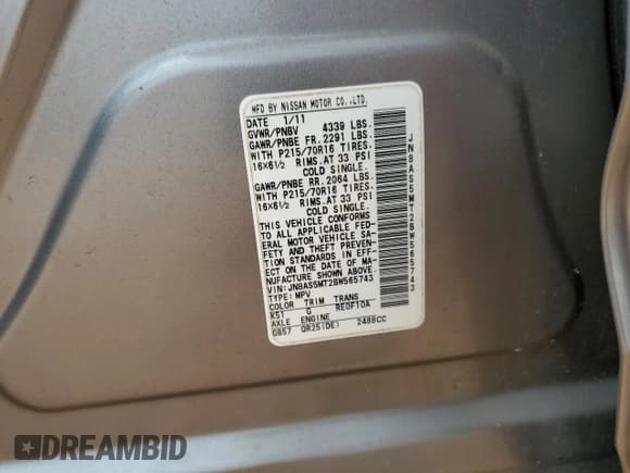 ✅ 2011 Nissan Rogue S • VIN: JN8AS5MT2BW565743 • Лот: 64993085. Опубликован ранее на Copart с пробегом 84 682 миль. Бесплатный доступ к архиву аукционных продаж из США и подробный отчёт об истории автомобиля на DreamBid. Изображение 14.