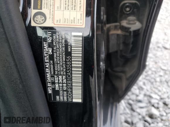 ✅ 2012 Mercedes-Benz E 350 Luxury • VIN: WDDHF5KB1CA535856 • Lot: 84632435. Listed on Copart with 190,833 mi. Free auction sales archive from the USA and detailed vehicle history report at DreamBid. Image 12.