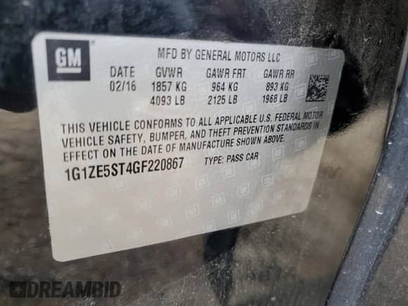 2016 Chevrolet Malibu LT z VIN 1G1ZE5ST4GF220867, wystawiony jako Copart lot #63729075 z przebiegiem 107 301 mil mil oraz Szkoda całkowita • Salvage title. Historia ofert i sprzedaży dostępna na DreamBid. Obrazek 12.