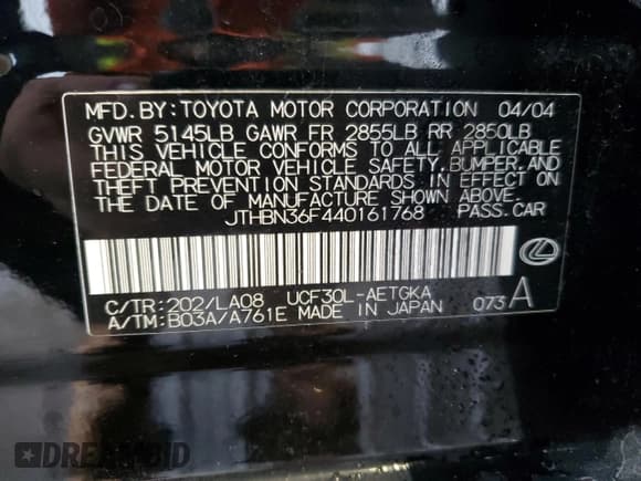 ✅ 2004 Lexus LS 430 • VIN: JTHBN36F440161768 • Лот: 91110105. Опубликован ранее на Copart с пробегом 123 353 миль. Бесплатный доступ к архиву аукционных продаж из США и подробный отчёт об истории автомобиля на DreamBid. Изображение 12.