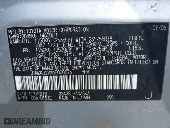 ✅ 2006 Toyota RAV4 Sport • VIN: JTMZK32VX65000076 • Lot: 41904226. Listed on IAAI with 216,262 mi. Free auction sales archive from the USA and detailed vehicle history report at DreamBid. Image 9.