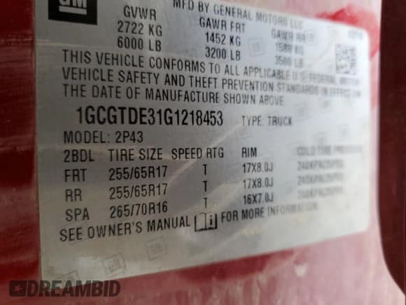 ✅ 2016 Chevrolet Colorado 4WD Z71 • VIN: 1GCGTDE31G1218453 • Лот: 66535314. Опубликован ранее на Copart с пробегом 105 221 миль. Бесплатный доступ к архиву аукционных продаж из США и подробный отчёт об истории автомобиля на DreamBid. Изображение 12.