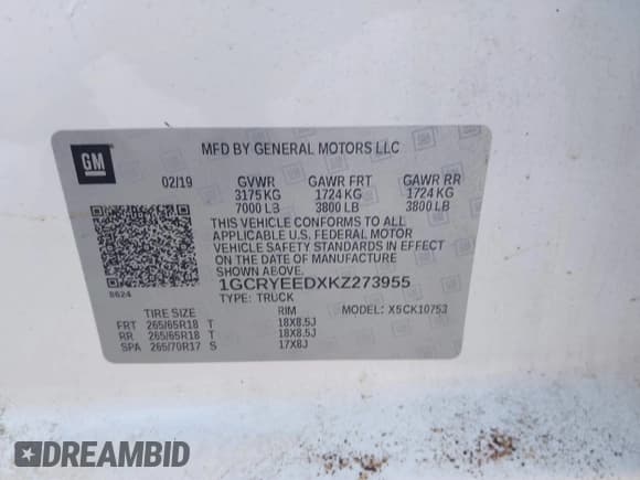 ✅ 2019 Chevrolet Silverado 1500 RST • VIN: 1GCRYEEDXKZ273955 • Lot: 41211019. Wystawiony na IAAI z przebiegiem Nie podano. Bezpłatny archiwum sprzedaży aukcyjnych z USA i szczegółowy raport historii pojazdu na DreamBid. Zdjęcie 9.