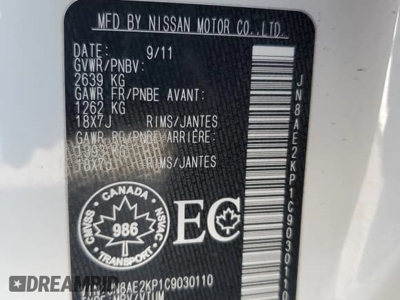 ✅ 2012 Nissan Quest LE • VIN: JN8AE2KP1C9030110 • Lot: 71879425. Wystawiony na Copart z przebiegiem 96 393 mil. Bezpłatny archiwum sprzedaży aukcyjnych z USA i szczegółowy raport historii pojazdu na DreamBid. Zdjęcie 12.