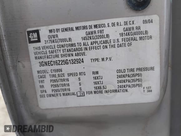 ✅ 2005 Chevrolet Suburban LT • VIN: 3GNEC16Z25G132924 • Lot: 42540387. Listed on IAAI with 336,563 mi. Free auction sales archive from the USA and detailed vehicle history report at DreamBid. Image 9.