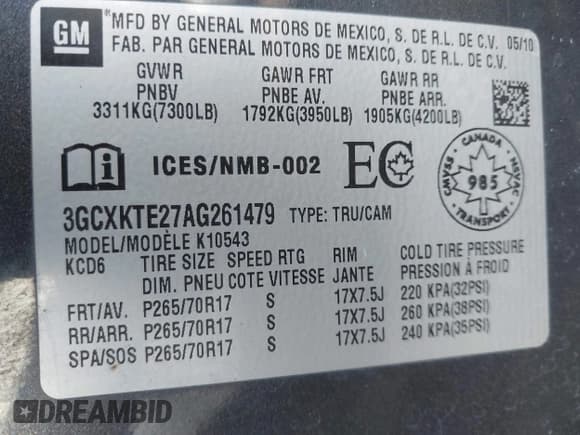 ✅ 2010 Chevrolet Silverado 1500 • VIN: 3GCXKTE27AG261479 • Lot: 43635635. Wystawiony na IAAI z przebiegiem 232 696 mil. Bezpłatny archiwum sprzedaży aukcyjnych z USA i szczegółowy raport historii pojazdu na DreamBid. Zdjęcie 9.