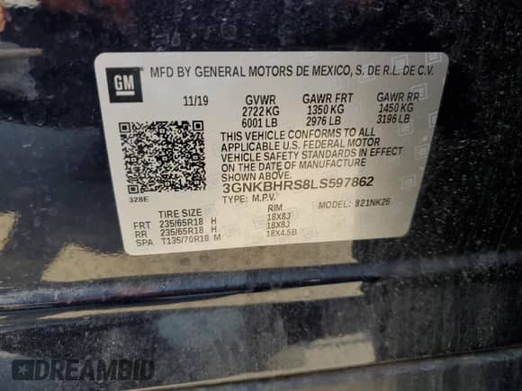 2020 Chevrolet Blazer LT with VIN 3GNKBHRS8LS597862, listed as a Copart auction lot 69475064 with 30,472 mi miles and Salvage title. Bid and sale history available at DreamBid. Image 13.