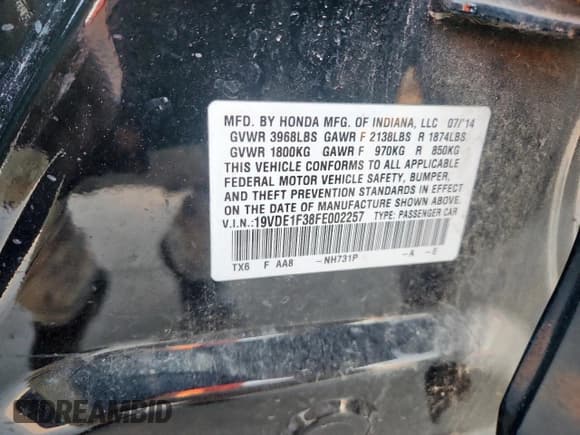 ✅ 2015 Acura ILX • VIN: 19VDE1F38FE002257 • Лот: 71393615. Опубликован ранее на Copart с пробегом 184 437 миль. Бесплатный доступ к архиву аукционных продаж из США и подробный отчёт об истории автомобиля на DreamBid. Изображение 12.