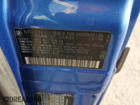 ✅ 1999 BMW 3 Series M3 • VIN: WBSBK0335XEC40971 • Lot: 87530535. Wystawiony na Copart z przebiegiem 204 744 mil. Bezpłatny archiwum sprzedaży aukcyjnych z USA i szczegółowy raport historii pojazdu na DreamBid. Zdjęcie 12.