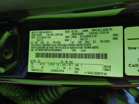 ✅ 2018 Ford F-150 XL • VIN: 1FTEW1EP3JFD26941 • Lot: 43086262. Wystawiony na IAAI z przebiegiem 117 353 mil. Bezpłatny archiwum sprzedaży aukcyjnych z USA i szczegółowy raport historii pojazdu na DreamBid. Zdjęcie 9.