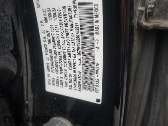 ✅ 2009 Honda CR-V LX • VIN: 3CZRE38369G703517 • Лот: 92252185. Опубликован ранее на Copart с пробегом 209 005 миль. Бесплатный доступ к архиву аукционных продаж из США и подробный отчёт об истории автомобиля на DreamBid. Изображение 13.