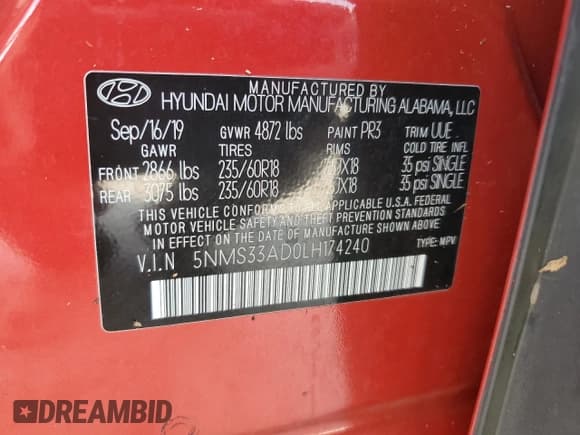 ✅ 2020 Hyundai Santa Fe SEL • VIN: 5NMS33AD0LH174240 • Lot: 66744724. Wystawiony na Copart z przebiegiem 35 127 mil. Bezpłatny archiwum sprzedaży aukcyjnych z USA i szczegółowy raport historii pojazdu na DreamBid. Zdjęcie 14.