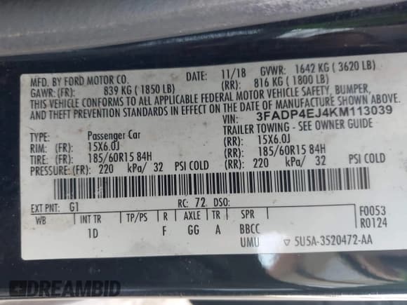 ✅ 2019 Ford Fiesta SE • VIN: 3FADP4EJ4KM113039 • Lot: 43899986. Listed on IAAI with 147,610 mi. Free auction sales archive from the USA and detailed vehicle history report at DreamBid. Image 9.