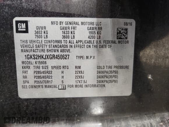 ✅ 2016 GMC Yukon XL Denali • VIN: 1GKS2HKJXGR450627 • Lot: 93560785. Listed on Copart with 183,776 mi. Free auction sales archive from the USA and detailed vehicle history report at DreamBid. Image 13.