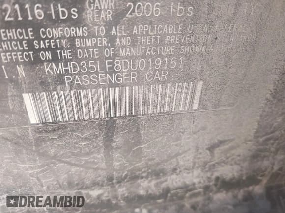 ✅ 2013 Hyundai Elantra • VIN: KMHD35LE8DU019161 • Лот: 43371122. Опубликован ранее на IAAI с пробегом 116 374 миль. Бесплатный доступ к архиву аукционных продаж из США и подробный отчёт об истории автомобиля на DreamBid. Изображение 9.