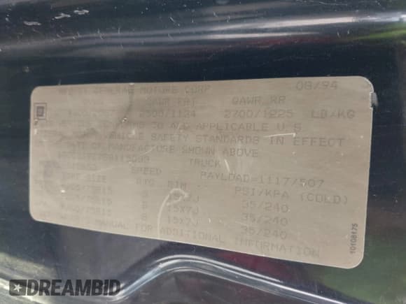 ✅ 1995 Chevrolet S-10 LS • VIN: 1GCCS19Z7S8115083 • Лот: 41691895. Опубликован ранее на IAAI с пробегом 259 868 миль. Бесплатный доступ к архиву аукционных продаж из США и подробный отчёт об истории автомобиля на DreamBid. Изображение 9.