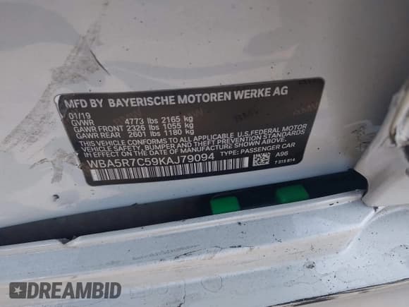 ✅ 2019 BMW 3 Series 330i xDrive • VIN: WBA5R7C59KAJ79094 • Лот: 43137152. Опубликован ранее на IAAI с пробегом 71 086 миль. Бесплатный доступ к архиву аукционных продаж из США и подробный отчёт об истории автомобиля на DreamBid. Изображение 9.