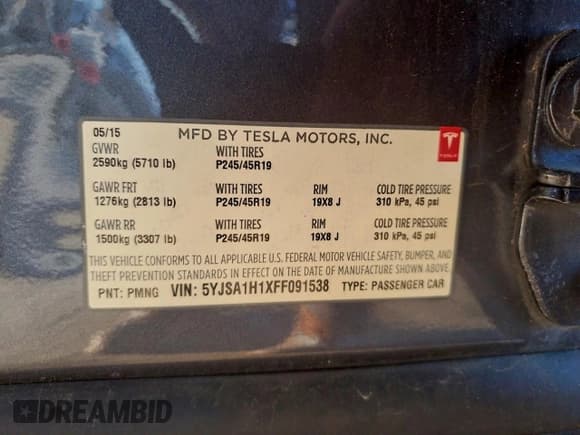 ✅ 2015 Tesla Model S 85 • VIN: 5YJSA1H1XFF091538 • Лот: 95718125. Опубликован ранее на Copart с пробегом 136 482 миль. Бесплатный доступ к архиву аукционных продаж из США и подробный отчёт об истории автомобиля на DreamBid. Изображение 12.