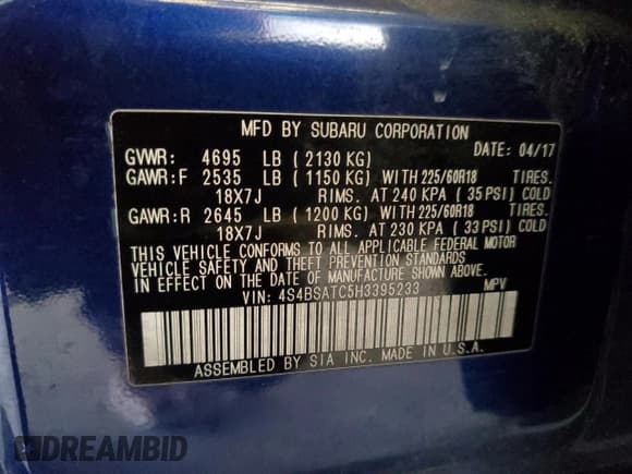 ✅ 2017 Subaru Outback Touring • VIN: 4S4BSATC5H3395233 • Lot: 65801255. Wystawiony na Copart z przebiegiem 51 719 mil. Bezpłatny archiwum sprzedaży aukcyjnych z USA i szczegółowy raport historii pojazdu na DreamBid. Zdjęcie 13.