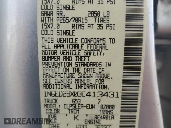 ✅ 2003 Nissan Frontier XE • VIN: 1N6ED29X03C413431 • Лот: 91741935. Опубликован ранее на Copart с пробегом 140 825 миль. Бесплатный доступ к архиву аукционных продаж из США и подробный отчёт об истории автомобиля на DreamBid. Изображение 12.