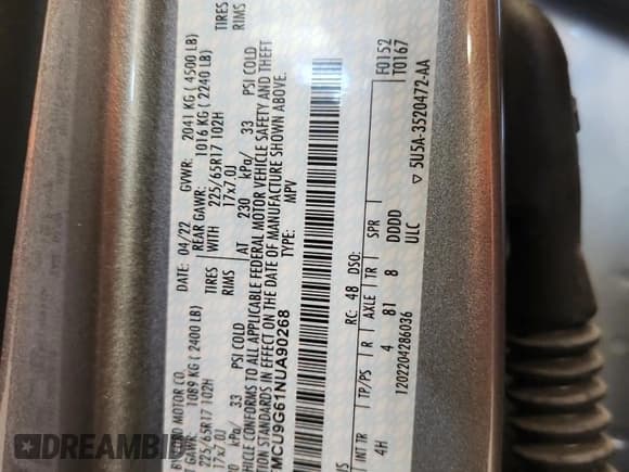 ✅ 2022 Ford Escape SE • VIN: 1FMCU9G61NUA90268 • Lot: 70020425. Listed on Copart with 18,925 mi. Free auction sales archive from the USA and detailed vehicle history report at DreamBid. Image 13.