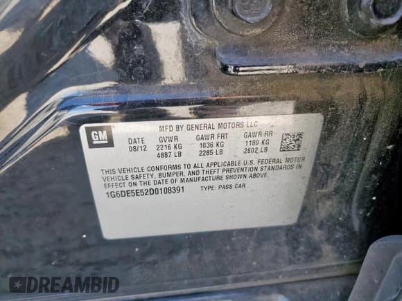 ✅ 2013 Cadillac CTS Luxury • VIN: 1G6DE5E52D0108391 • Лот: 81840665. Опубликован ранее на Copart с пробегом 129 031 миль. Бесплатный доступ к архиву аукционных продаж из США и подробный отчёт об истории автомобиля на DreamBid. Изображение 12.