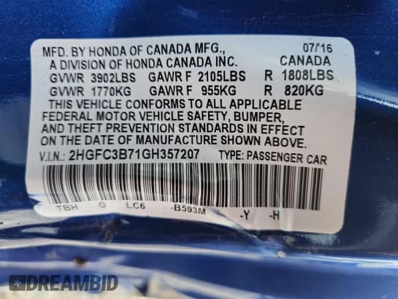 ✅ 2016 Honda Civic EX-L • VIN: 2HGFC3B71GH357207 • Лот: 71507445. Опубликован ранее на Copart с пробегом 101 354 миль. Бесплатный доступ к архиву аукционных продаж из США и подробный отчёт об истории автомобиля на DreamBid. Изображение 12.