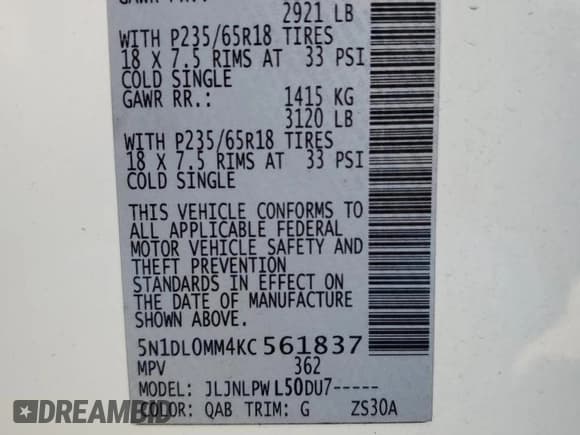 ✅ 2019 Infiniti QX60 Pure • VIN: 5N1DL0MM4KC561837 • Lot: 47443595. Listed on Copart with 143,473 mi. Free auction sales archive from the USA and detailed vehicle history report at DreamBid. Image 13.