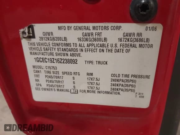 ✅ 2006 Chevrolet Silverado 1500 LT2 • VIN: 1GCEC19Z16Z238092 • Lot: 43867141. Listed on IAAI with 162,194 mi. Free auction sales archive from the USA and detailed vehicle history report at DreamBid. Image 9.