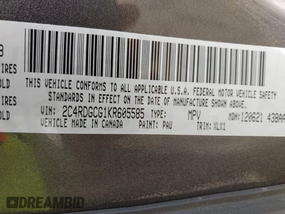 ✅ 2019 Dodge Grand Caravan SXT • VIN: 2C4RDGCG1KR605585 • Лот: 43355670. Опубликован ранее на IAAI с пробегом 138 510 миль. Бесплатный доступ к архиву аукционных продаж из США и подробный отчёт об истории автомобиля на DreamBid. Изображение 9.