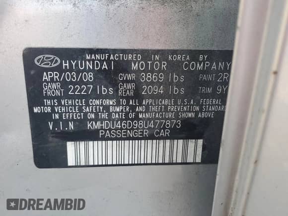 2008 Hyundai Elantra GLS z VIN KMHDU46D98U477873, wystawiony jako Copart lot #74815174 z przebiegiem 254 744 mil mil oraz Czysty tytuł • Clean title. Historia ofert i sprzedaży dostępna na DreamBid. Obrazek 12.